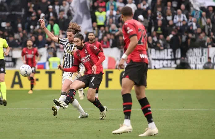 Juventus-Milan: Yacine Adli, Adrien Rabiot, Malick Thiaw (Photo Credit: Agenzia Fotogramma)