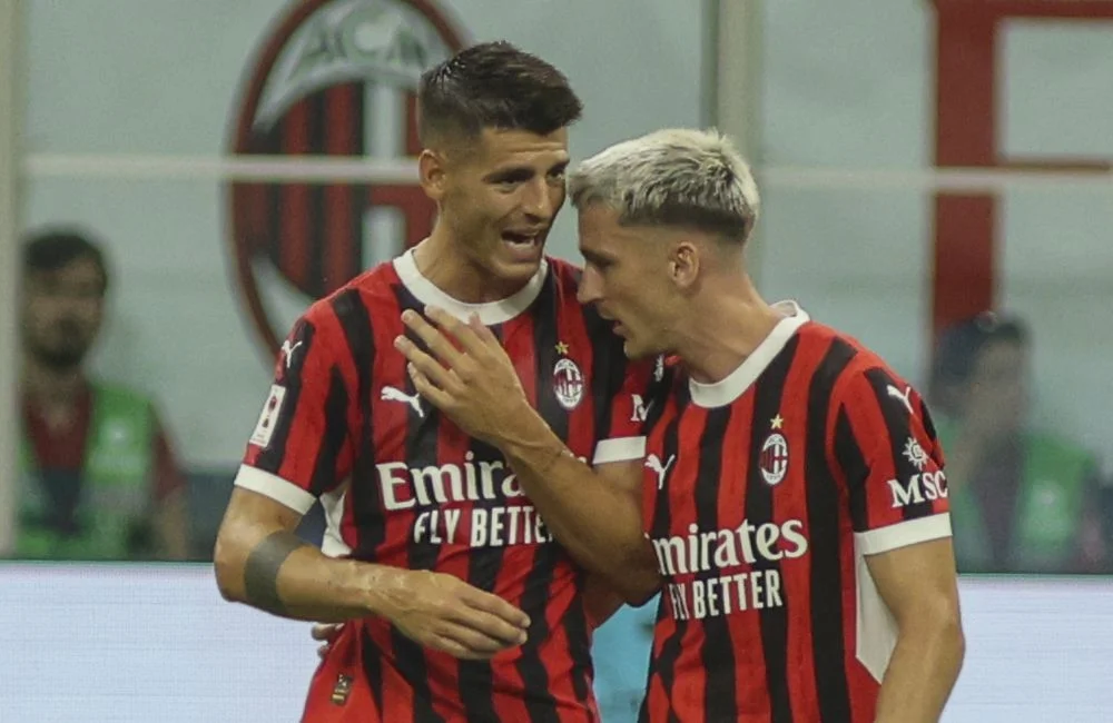 Milan: Alvaro Morata, Alexis Saelemaekers (Photo Credit: Agenzia Fotogramma)