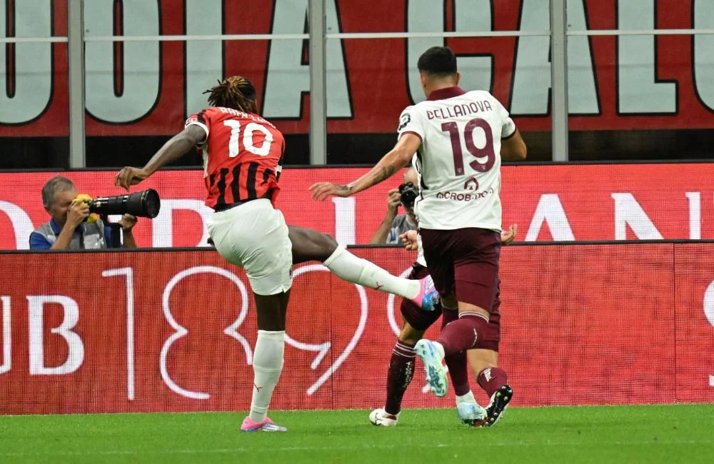 Milan-Torino: Rafael Leao, Raoul Bellanova (Photo Credit: Agenzia Fotogramma)