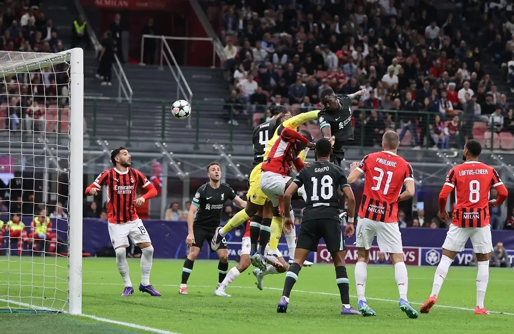 Milan-Liverpool: il gol di Ibrahima Konaté (Photo Credit: Agenzia Fotogramma)