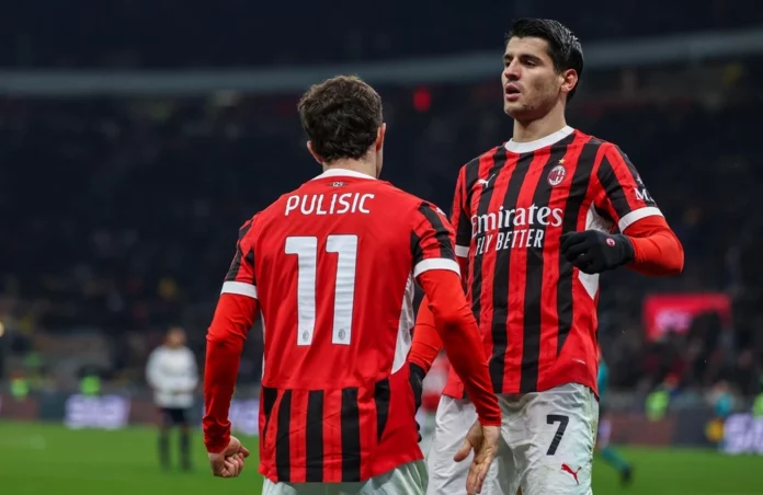 Milan: Alvaro Morata, Christian Pulisic (Photo Credit: Agenzia Fotogramma)